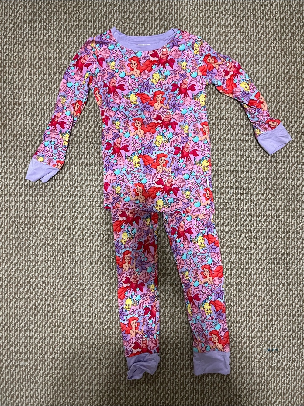 Girls Bamboo bliss Ariel Little Mermaid Purple Pajama Set